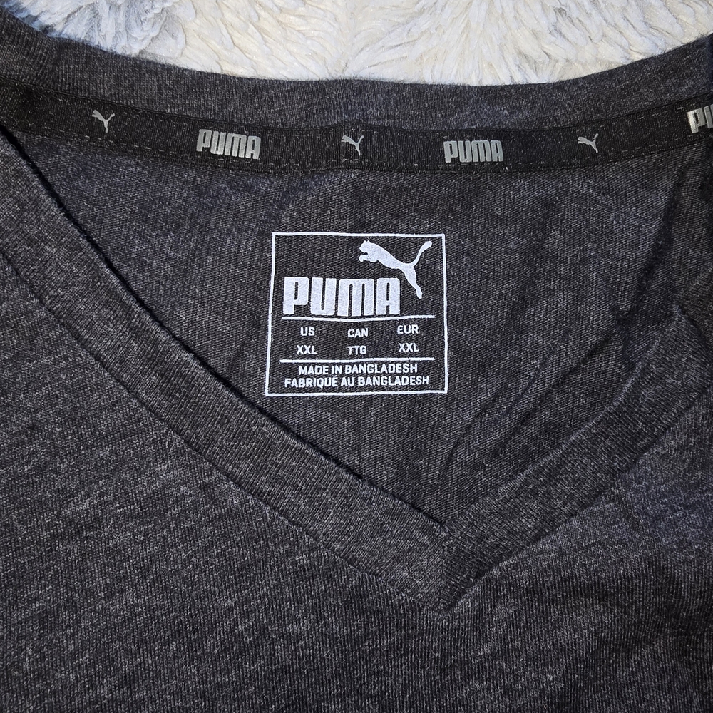 Men's Puma Gray V-Neck T-Shirt - XXL